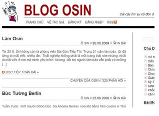 Giao diện trang Blog Osin.